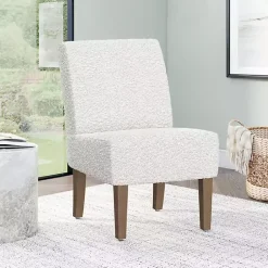 Kirklands Home Boucle Slipper Accent Chair White Clearance