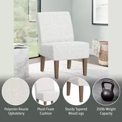 Kirklands Home Boucle Slipper Accent Chair White Clearance