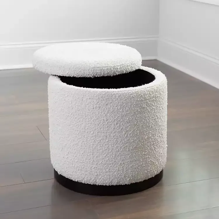 Kirklands Home Boucle Storage Ottoman White