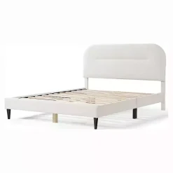 Kirklands Home Boucle Upholstered Sara Queen Bed White Sale