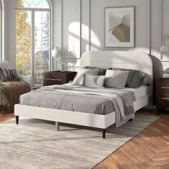Kirklands Home Boucle Upholstered Sara Queen Bed White Sale