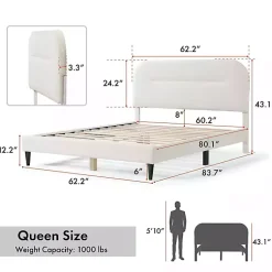 Kirklands Home Boucle Upholstered Sara Queen Bed White Sale