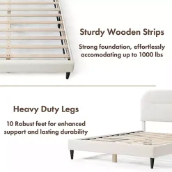 Kirklands Home Boucle Upholstered Sara Queen Bed White Sale