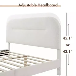 Kirklands Home Boucle Upholstered Sara Queen Bed White Sale
