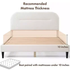 Kirklands Home Boucle Upholstered Sara Queen Bed White Sale