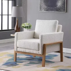 Kirklands Home Boucle Wood Frame Accent Chair White Online