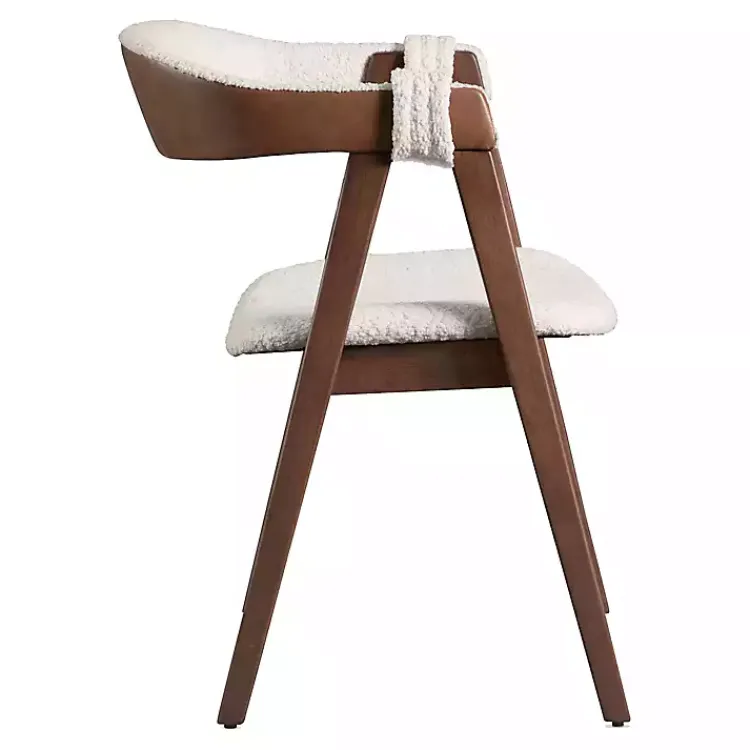 Kirklands Home Boucle Wood Penny Dining Chairs, Set of 2 White Outlet