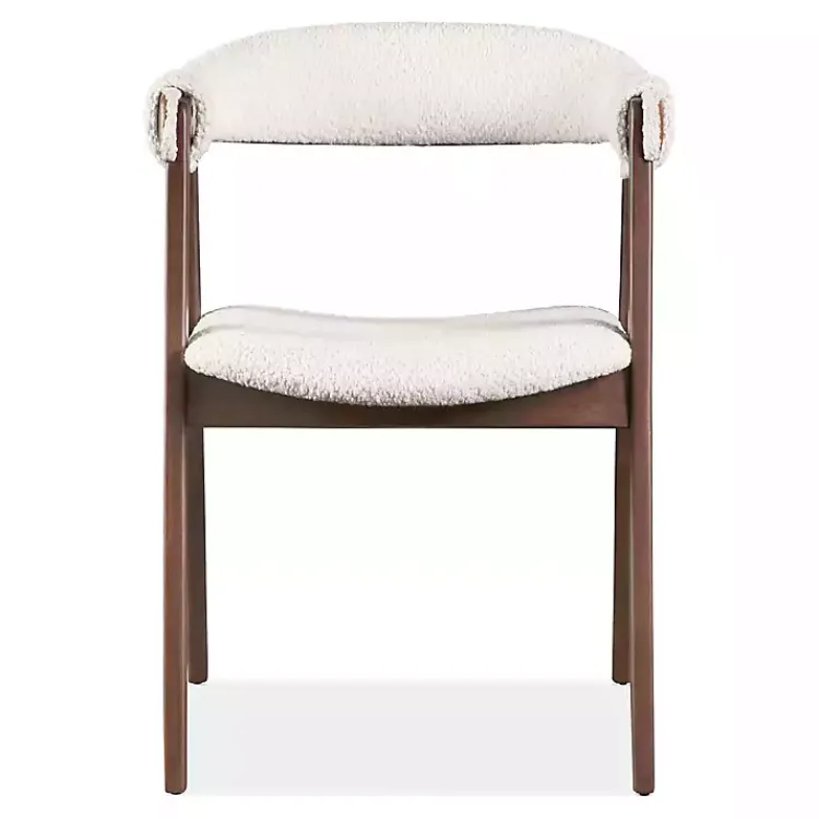 Kirklands Home Boucle Wood Penny Dining Chairs, Set of 2 White Outlet