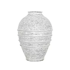 Vases>Kirklands Home White Braided Stripe Metal Vase