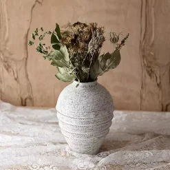 Vases>Kirklands Home White Braided Stripe Metal Vase