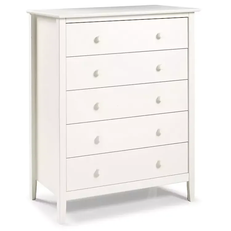 Kirklands Home Brazilian Pine Wood 5-Drawer Chest White Hot