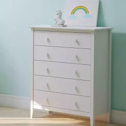Kirklands Home Brazilian Pine Wood 5-Drawer Chest White Hot