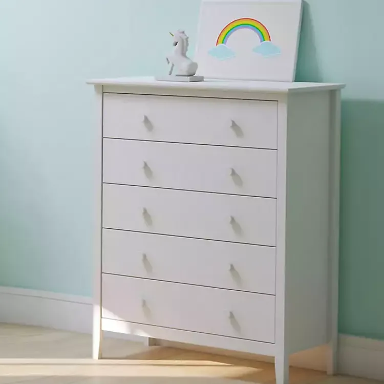 Kirklands Home Brazilian Pine Wood 5-Drawer Chest White Hot