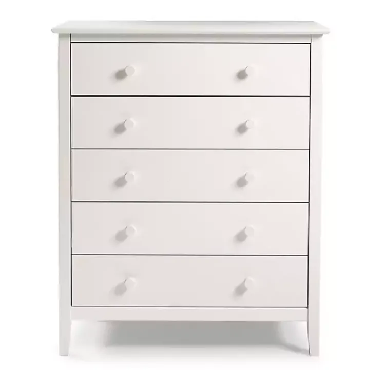 Kirklands Home Brazilian Pine Wood 5-Drawer Chest White Hot