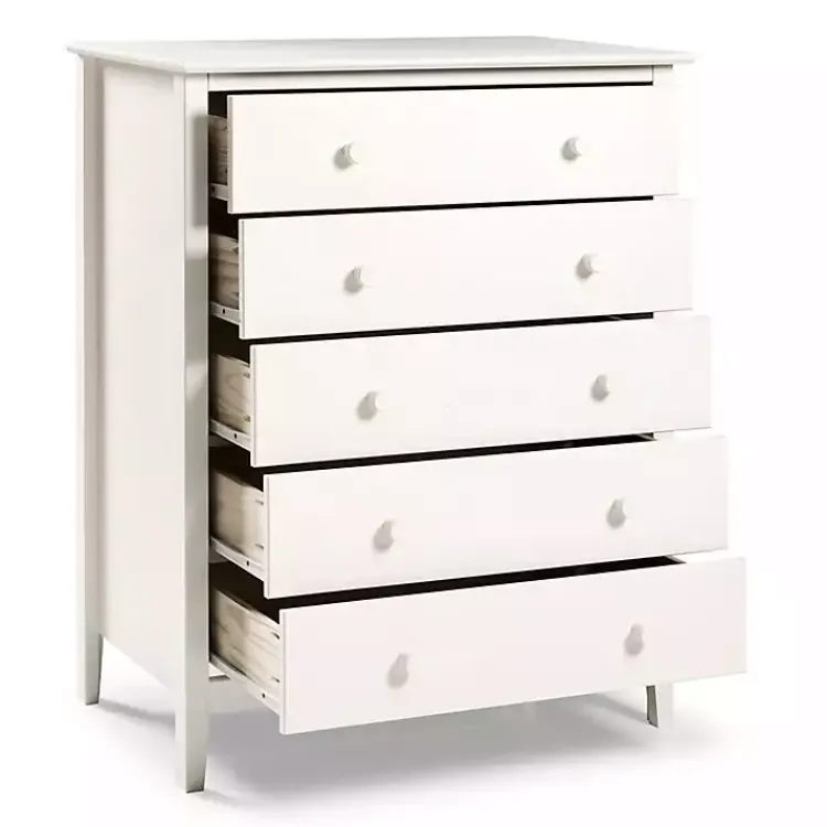 Kirklands Home Brazilian Pine Wood 5-Drawer Chest White Hot