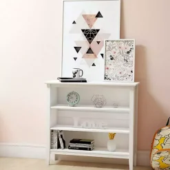 Kirklands Home Brazilian Pine Wood Short Bookshelf White Hot