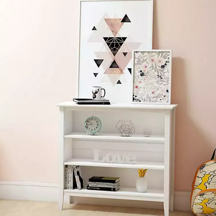 Kirklands Home Brazilian Pine Wood Short Bookshelf White Hot
