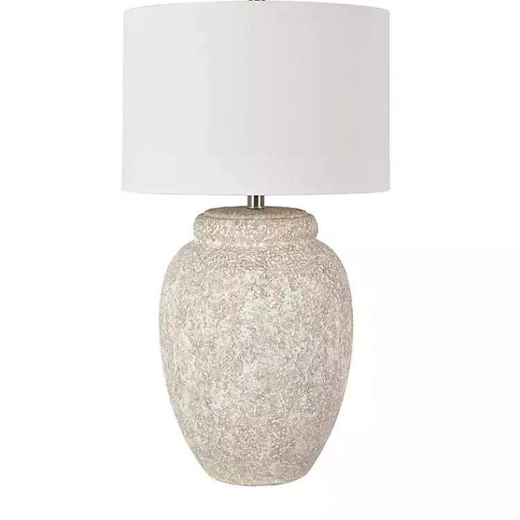 Kirklands Home White Brush Textured Table Lamp Ivory Discount