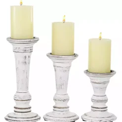 Candle Holders>Kirklands Home White Brushstroke 3-pc. Pillar Candle Holder Set