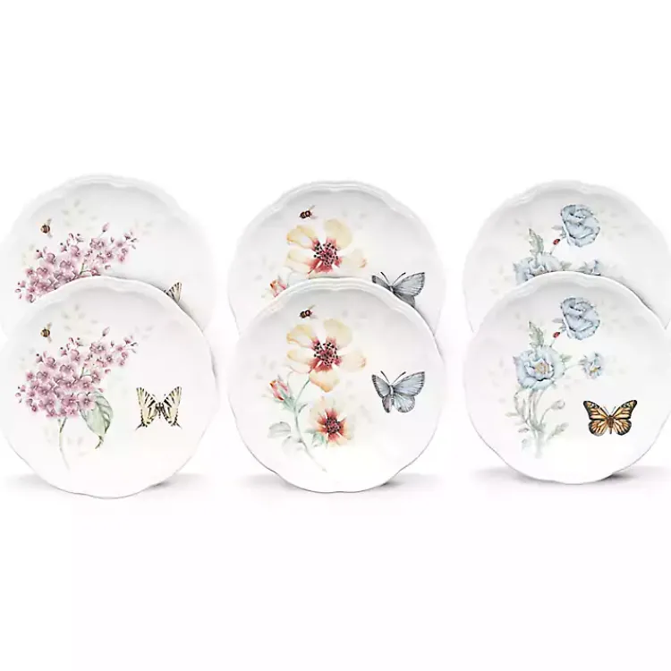 Kirklands Home White Butterfly Meadow Appetizer Plates, Set of 6 Online