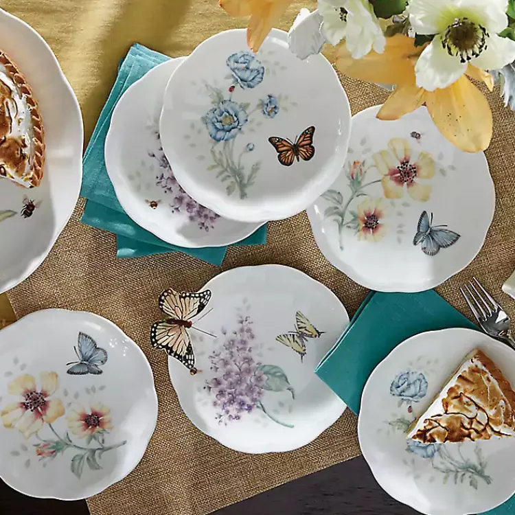 Kirklands Home White Butterfly Meadow Appetizer Plates, Set of 6 Online