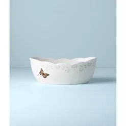 Kirklands Home White Butterfly Meadow Porcelain Bread Basket Outlet