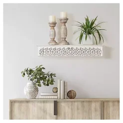 Kirklands Home White Carved Floral Decorative Wall Shelf Online