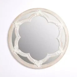 Kirklands Home White Carved Petal Wall Mirror Online