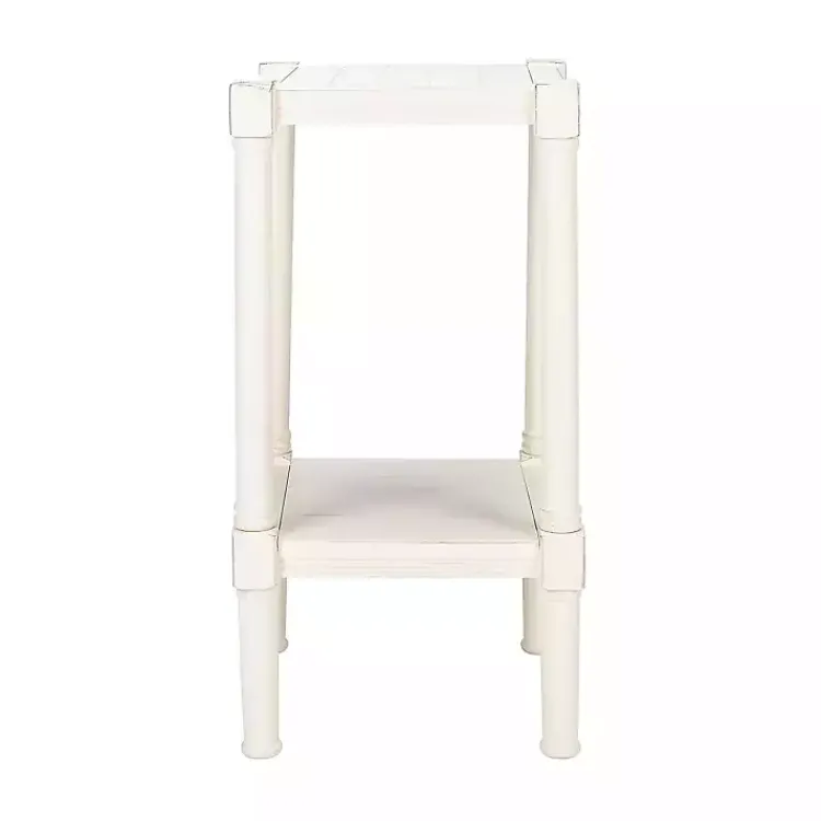 Kirklands Home Carved Pinewood Farmhouse Accent Table White New