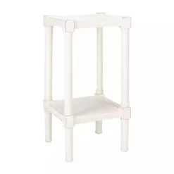 Kirklands Home Carved Pinewood Farmhouse Accent Table White New
