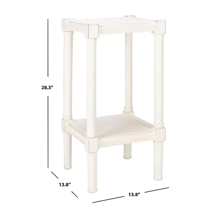 Kirklands Home Carved Pinewood Farmhouse Accent Table White New