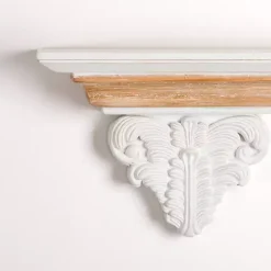 Kirklands Home White Carved Wood Floating Wall Shelf
