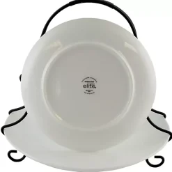 Kirklands Home Ceramic 2 Tiered Serving Set with Metal Rack White Outlet