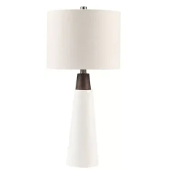 Kirklands Home Ceramic and Wood Cone Table Lamp White Outlet