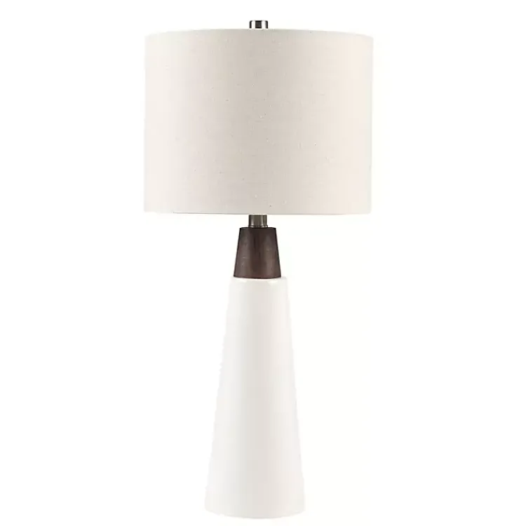 Kirklands Home Ceramic and Wood Cone Table Lamp White Outlet