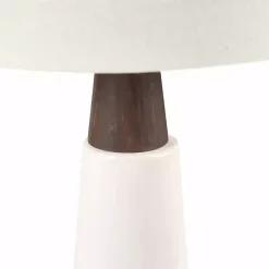 Kirklands Home Ceramic and Wood Cone Table Lamp White Outlet