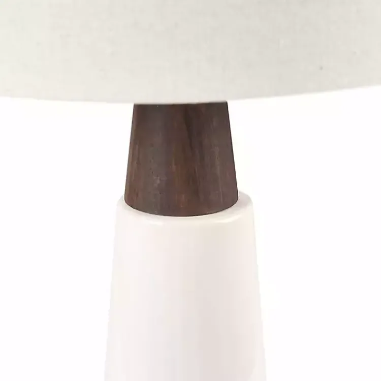 Kirklands Home Ceramic and Wood Cone Table Lamp White Outlet
