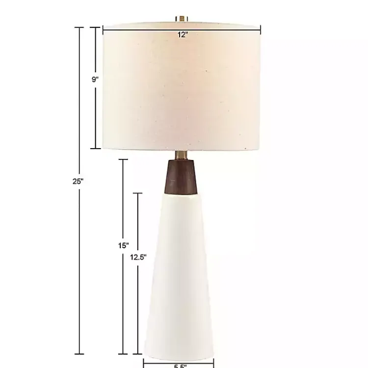 Kirklands Home Ceramic and Wood Cone Table Lamp White Outlet
