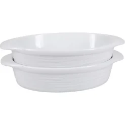 Kirklands Home Ceramic Au Gratin Dishes, Set of 2 White New