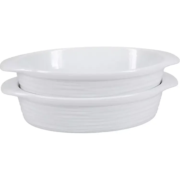 Kirklands Home Ceramic Au Gratin Dishes, Set of 2 White New