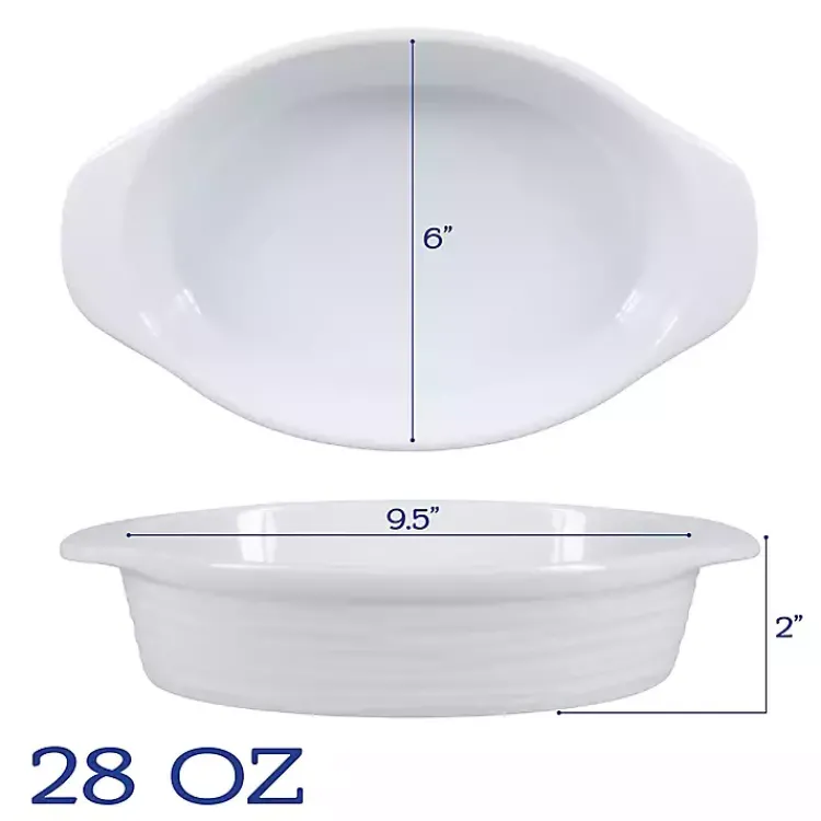 Kirklands Home Ceramic Au Gratin Dishes, Set of 2 White New
