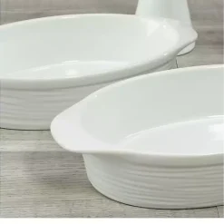 Kirklands Home Ceramic Au Gratin Dishes, Set of 2 White New