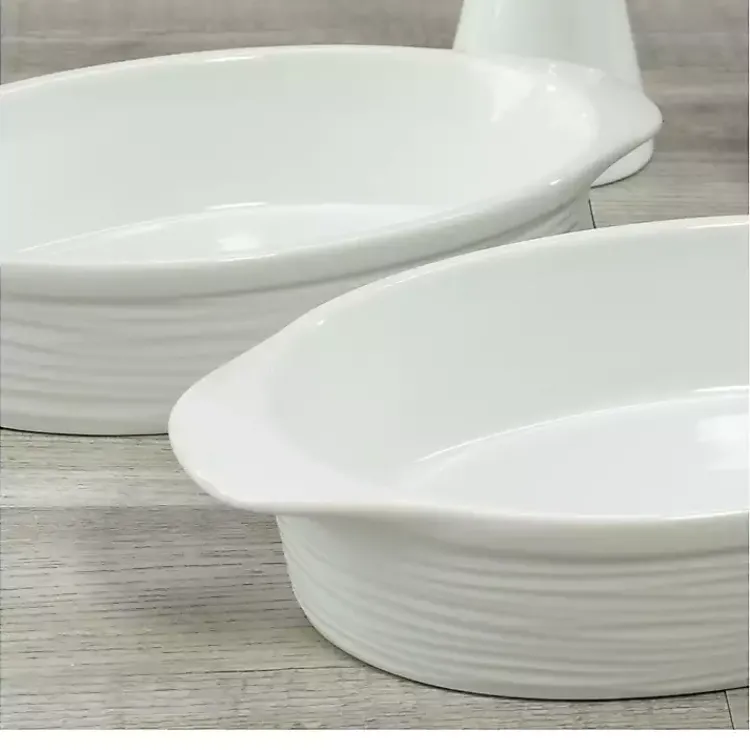 Kirklands Home Ceramic Au Gratin Dishes, Set of 2 White New