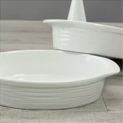 Kirklands Home Ceramic Au Gratin Dishes, Set of 2 White New
