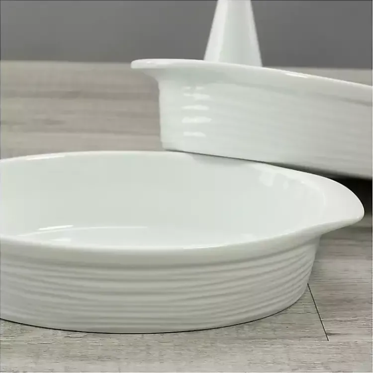 Kirklands Home Ceramic Au Gratin Dishes, Set of 2 White New