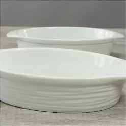 Kirklands Home Ceramic Au Gratin Dishes, Set of 2 White New