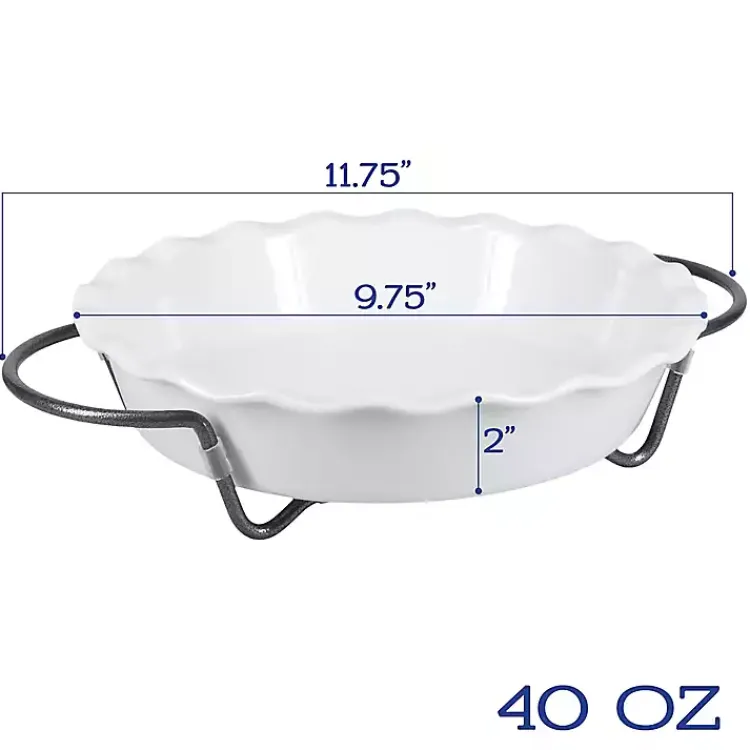 Kirklands Home Ceramic Baker and Pie Dish Set with Racks White Online