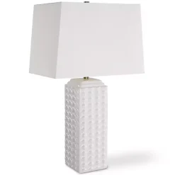 Kirklands Home Ceramic Diamond Textured Table Lamp White