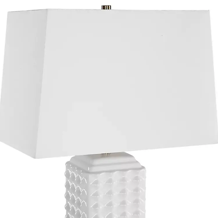 Kirklands Home Ceramic Diamond Textured Table Lamp White
