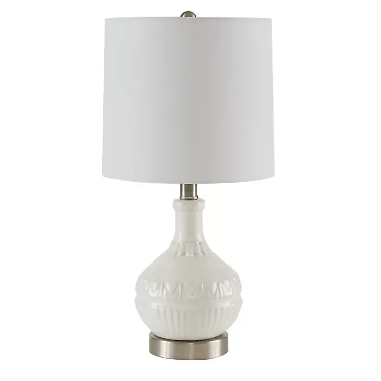 Kirklands Home Ceramic Embossed Table Lamp White